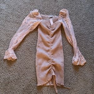 On the shoulder sheer sleeve dress